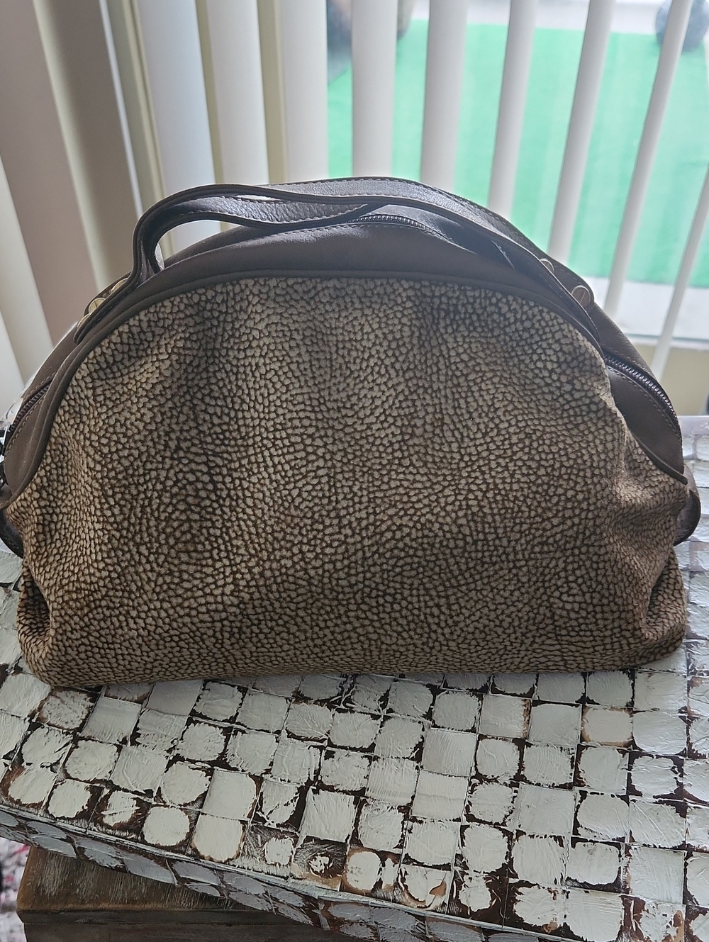 Borbonese Brown Textured Dome Handbag